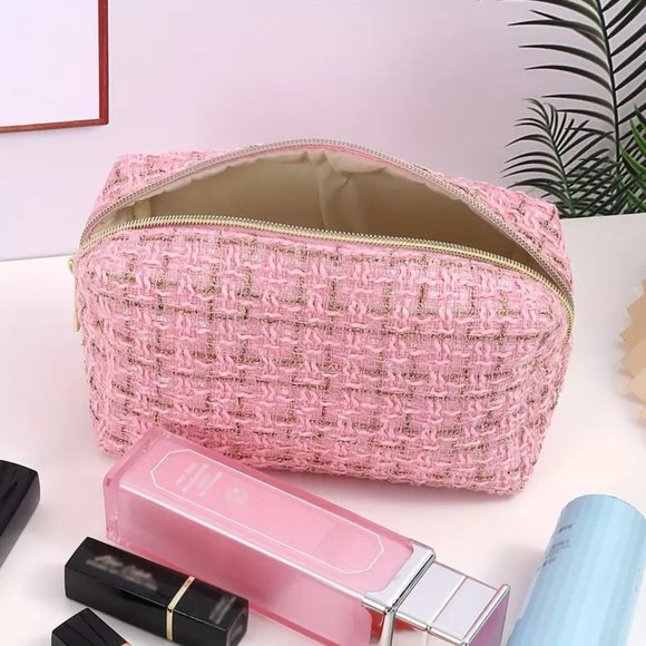 Cosmetic Bag Makeup Pink Zipper Travel Organize Clutch Toiletry Pouch Weekend - Picture 3 of 4